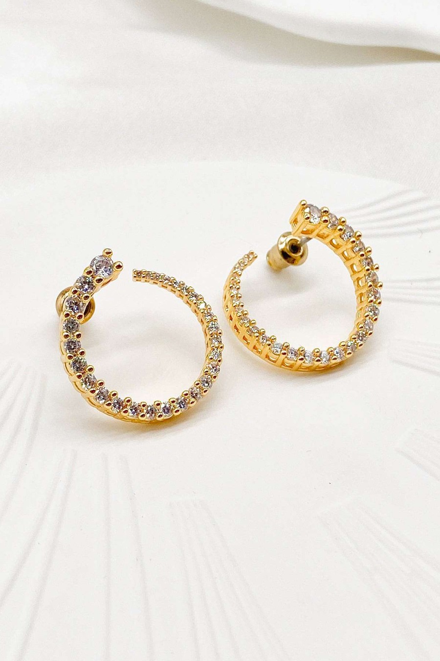 Smykker Og Tilbehor Skye Guld | Zarina Pave Twist Hoop Oreringe Guld