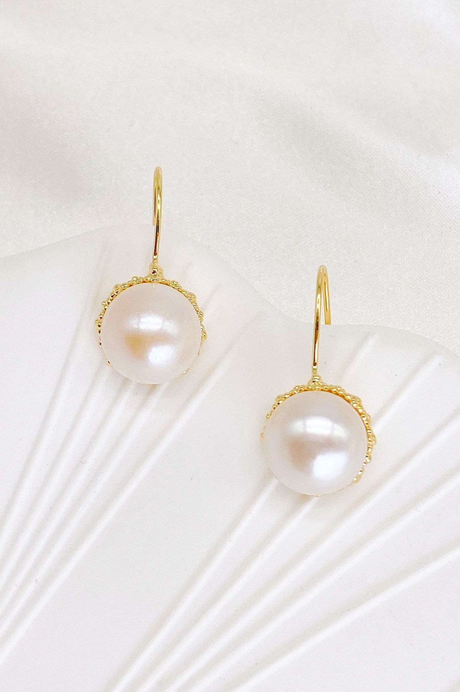 Smykker Og Tilbehor Skye Oreringe | Aoife Halo Freshwater Pearl Drabeoreringe Guld