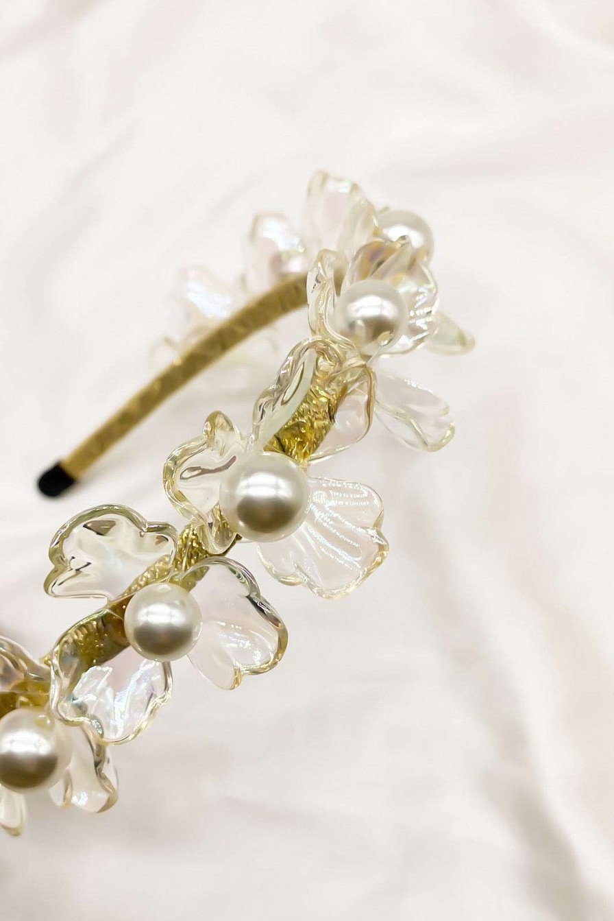 Smykker Og Tilbehor Skye Har Tilbehor | Delphine Pearl Flower Pandeband Guld