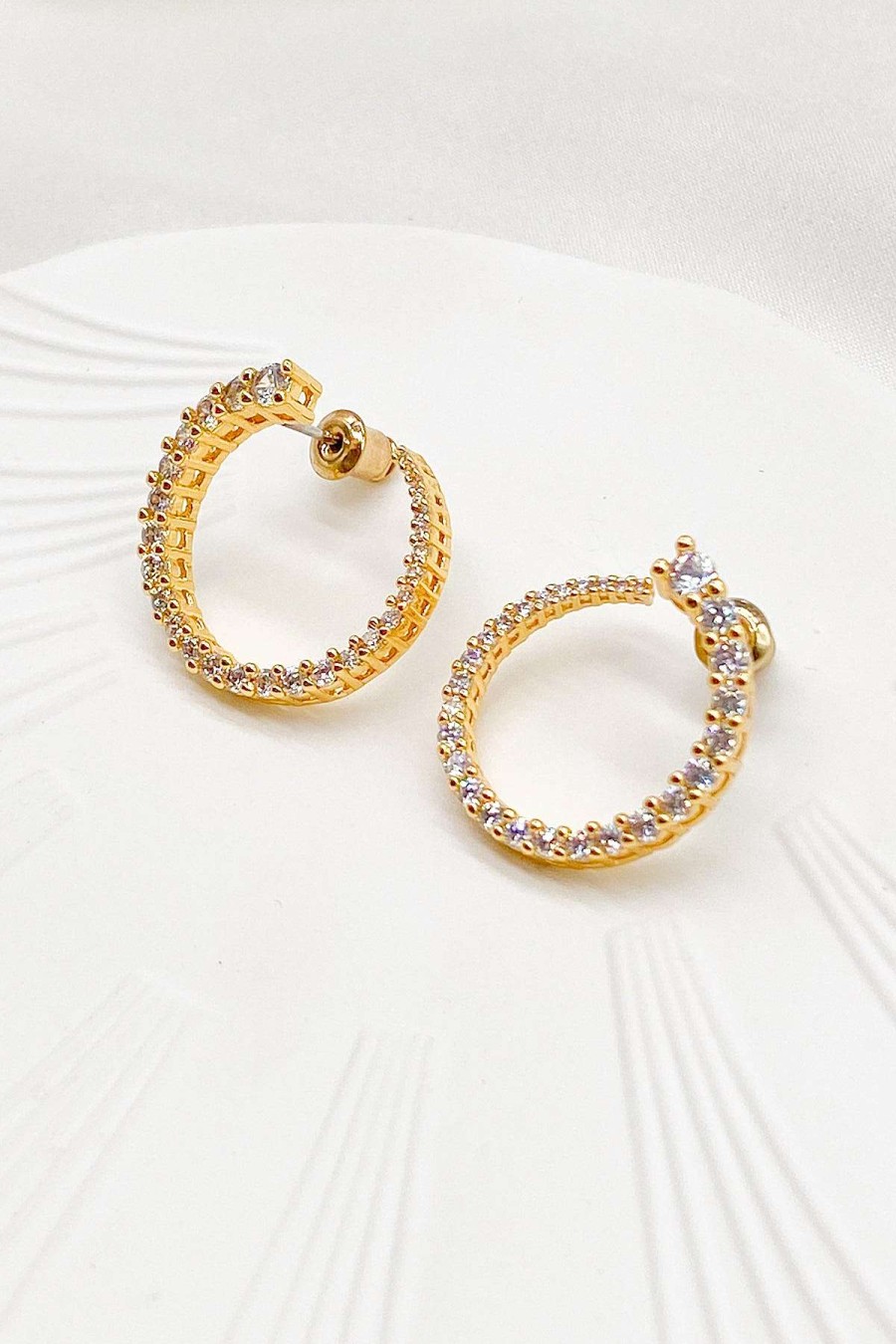 Smykker Og Tilbehor Skye Guld | Zarina Pave Twist Hoop Oreringe Guld