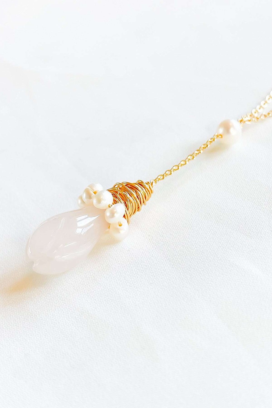 Smykker Og Tilbehor Skye Guld | Alexine 18K Rose Quartz Halskaede Guld