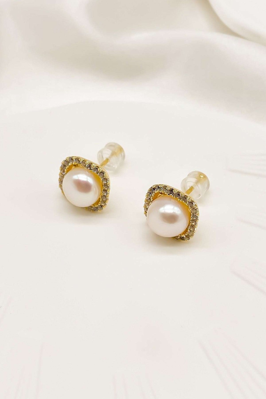 Smykker Og Tilbehor Skye Guld | Alexandra Freshwater Pearl Stud Oreringe Guld