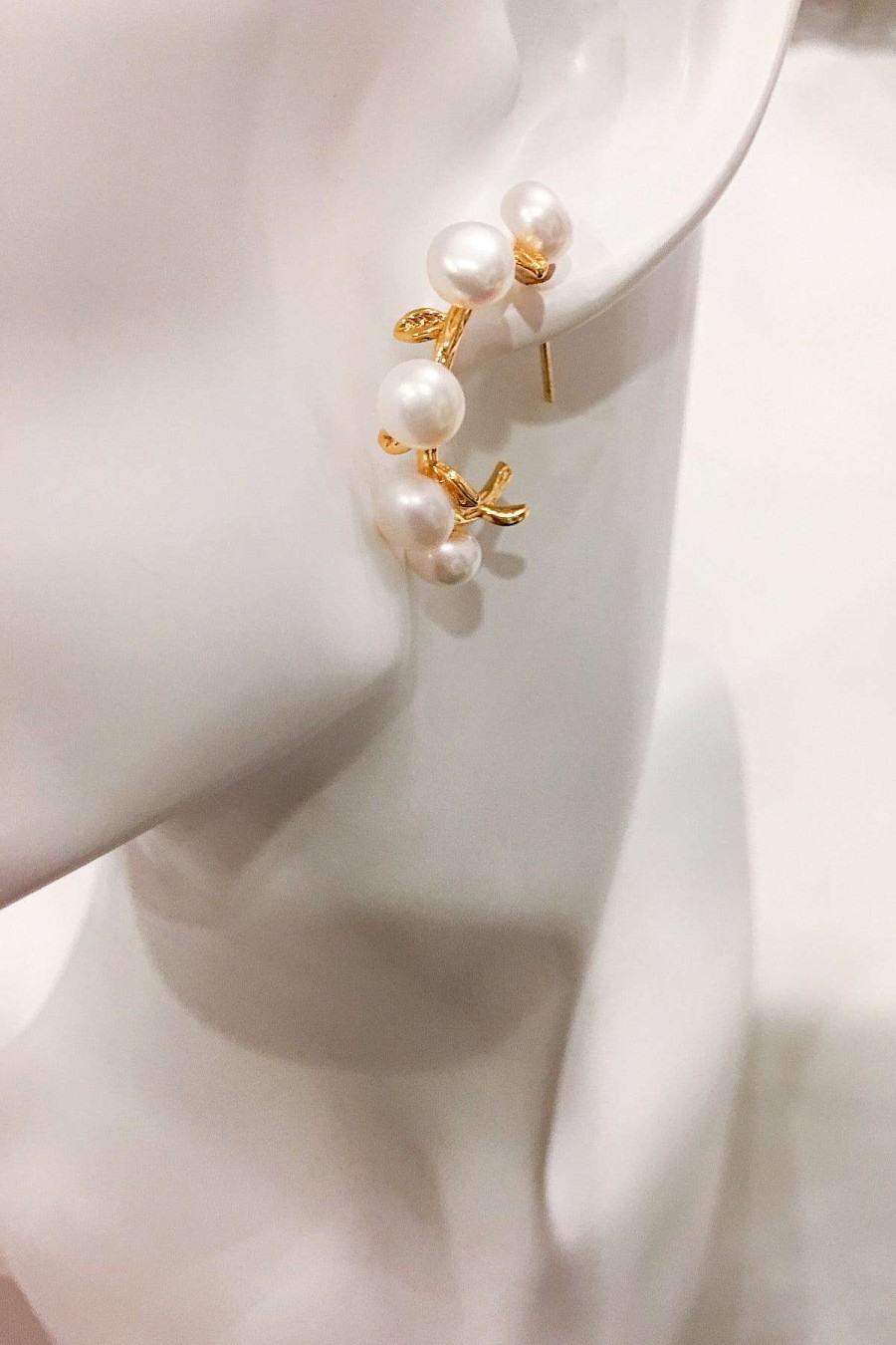 Smykker Og Tilbehor Skye Oreringe | Clarice 18K Pearl Hoop Oreringe Guld