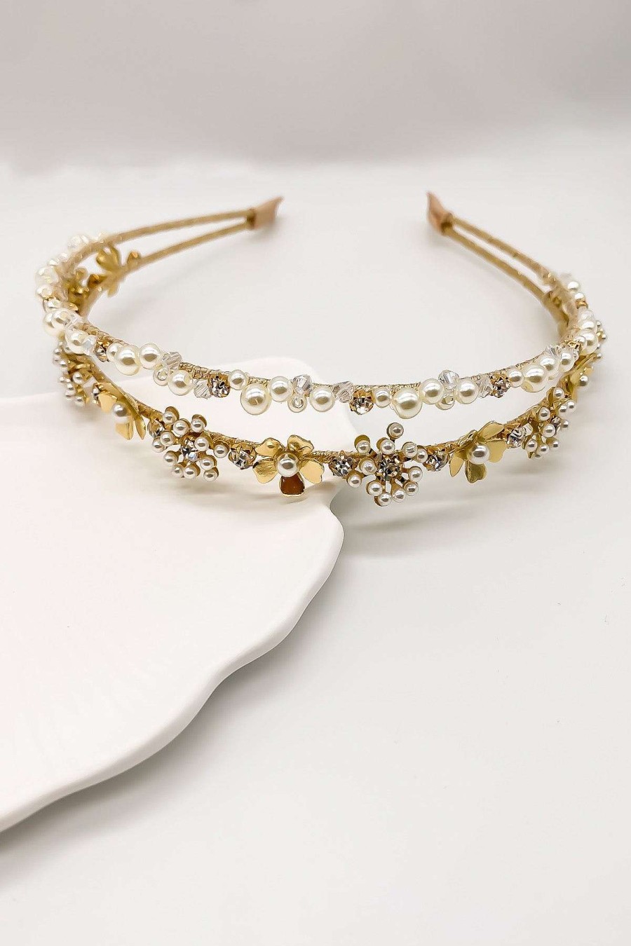 Smykker Og Tilbehor Skye Har Tilbehor | Hazel Flower Pearl Pandeband Guld