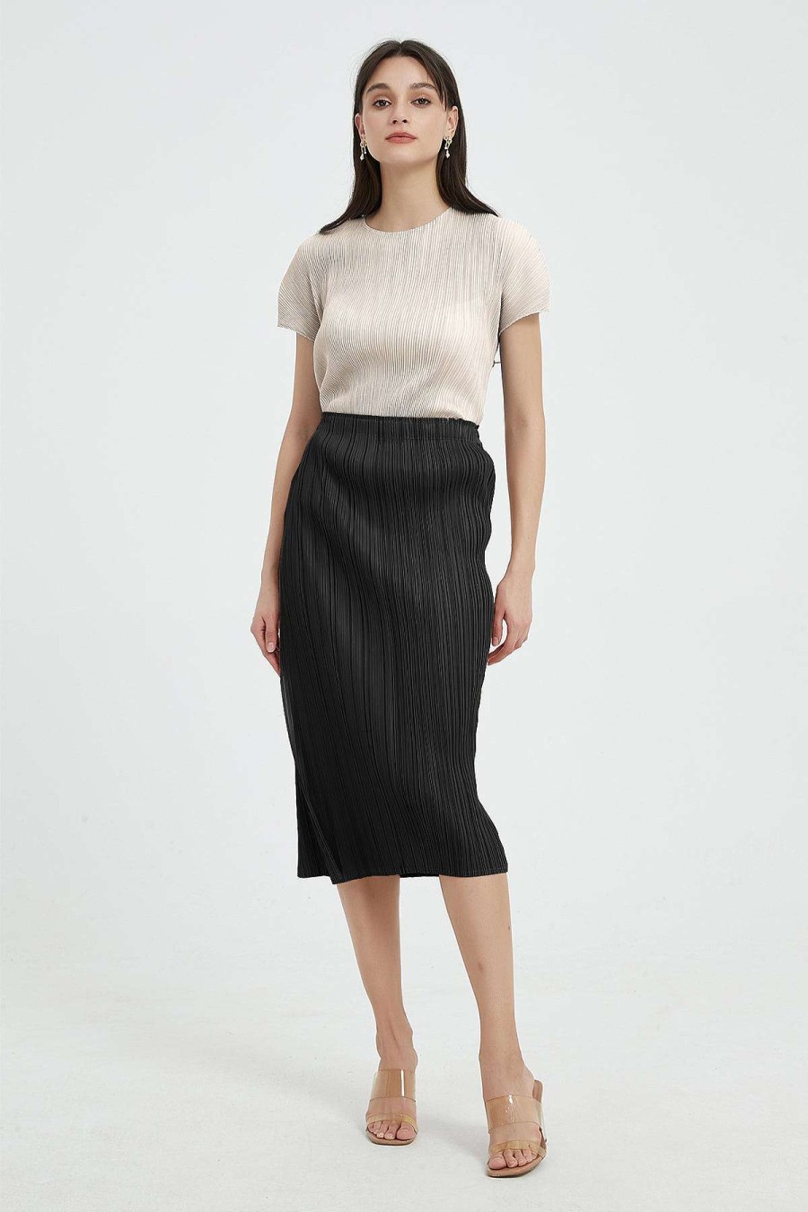 Toj Skye Let Pleje Rynkefri | Giada Side Slid Plisseret Pencil Skirt