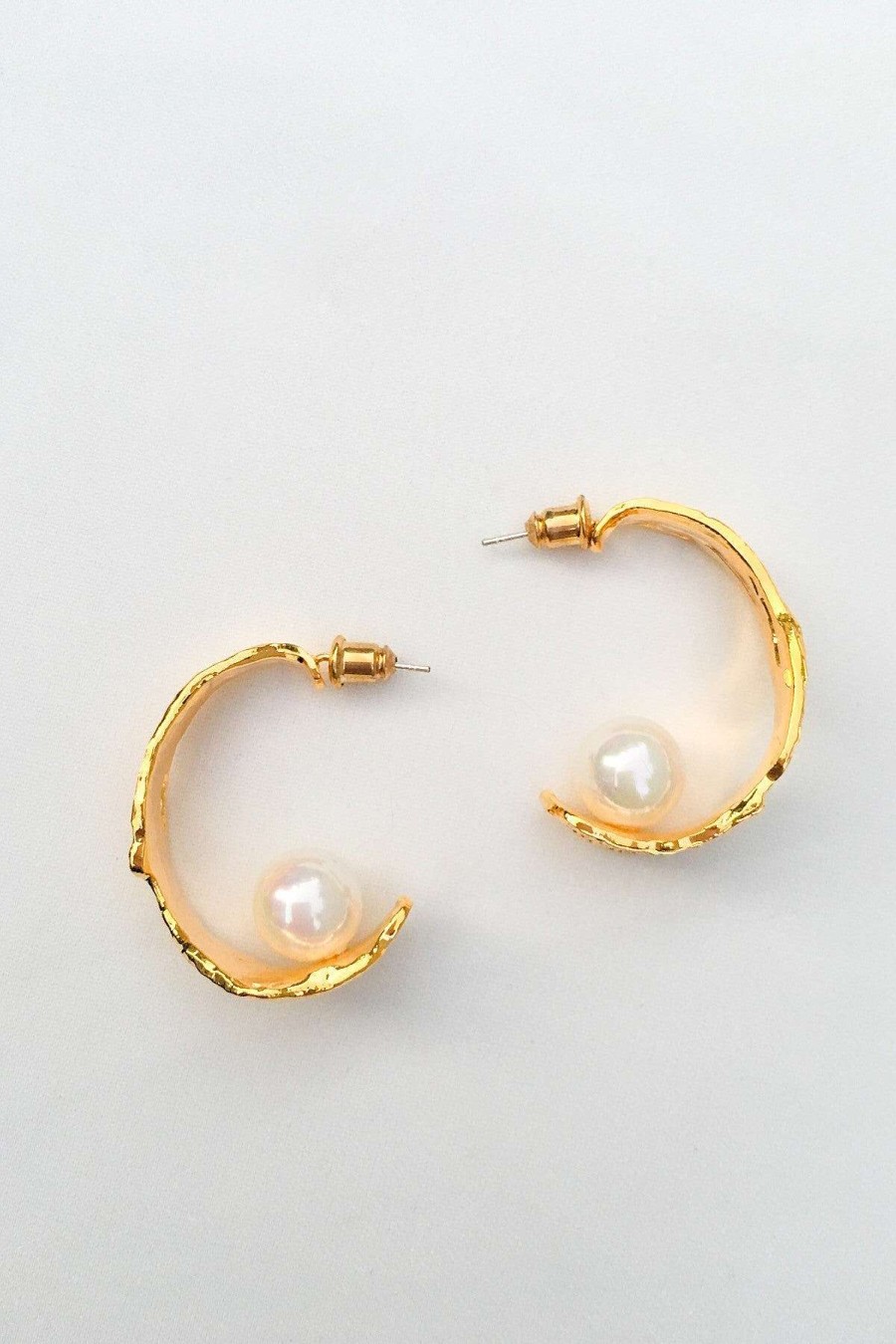 Smykker Og Tilbehor Skye Oreringe | Margo 18K Guld Pearl Hoop Oreringe