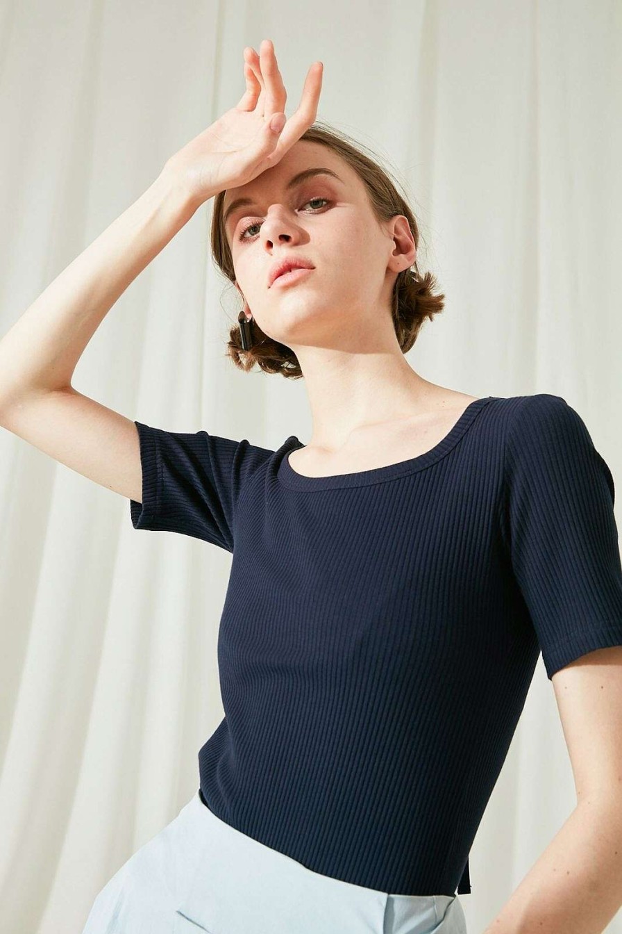 Toj Skye | Elissa Stretch Knit Top Indigo