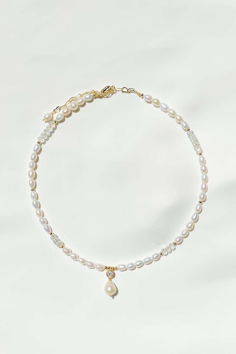 Smykker Og Tilbehor Skye Guld | Lena 18K Guld Crystal Pearl Choker Halskaede