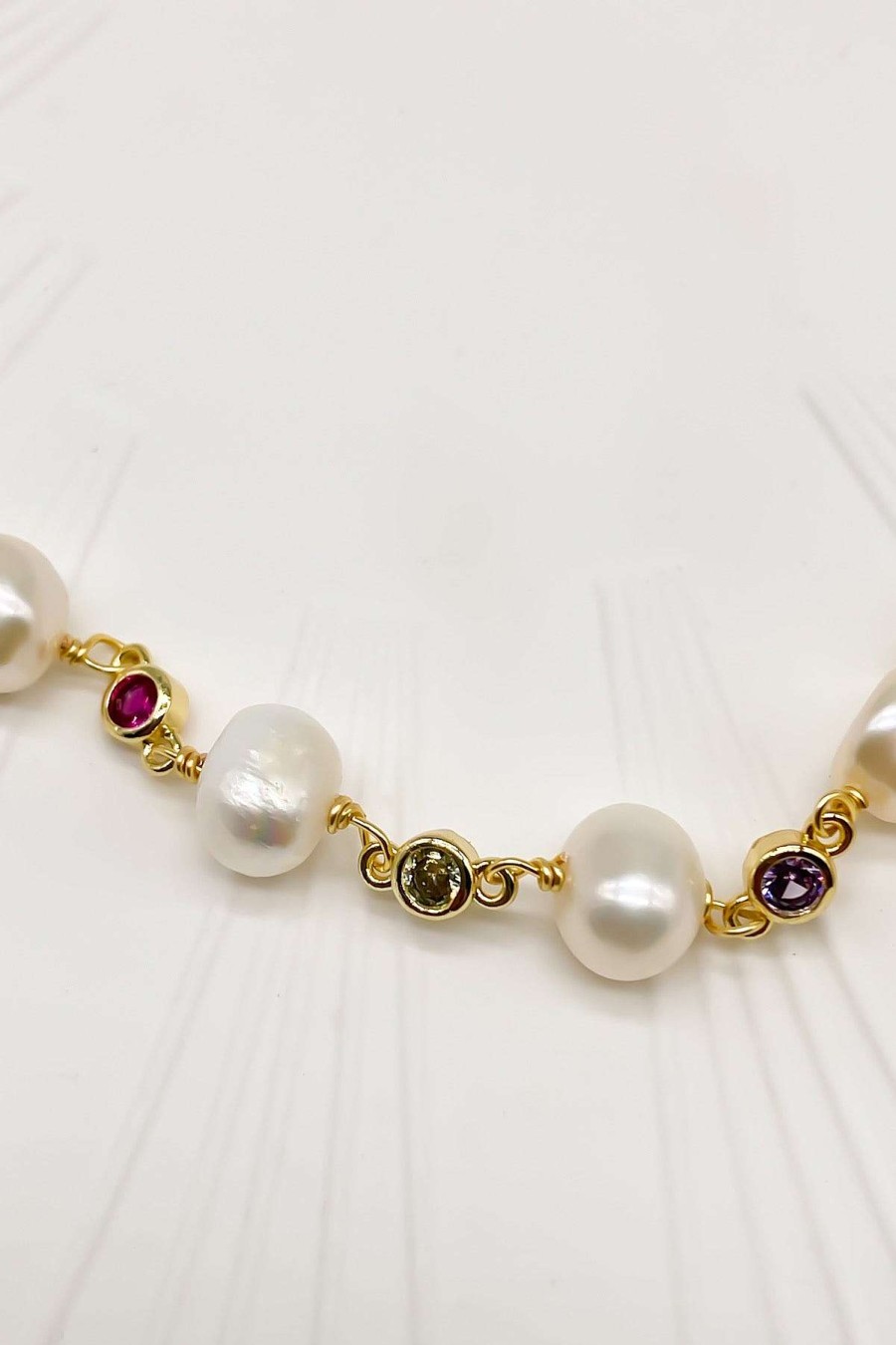 Smykker Og Tilbehor Skye Halskaeder | Caledonia Freshwater Pearl Jewel Halskaede Guld