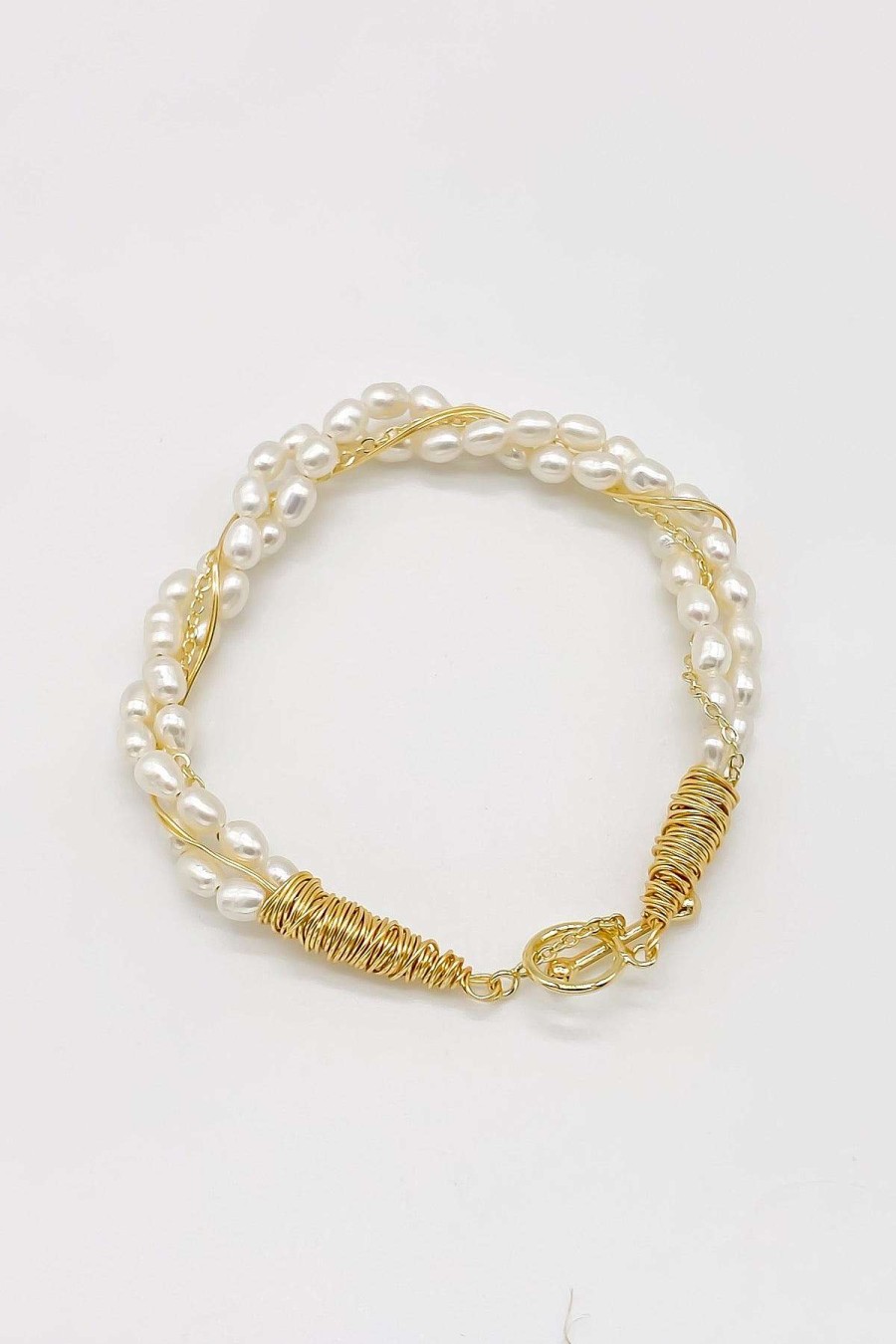 Smykker Og Tilbehor Skye Armband | Thais Freshwater Pearl Woven Armband Guld