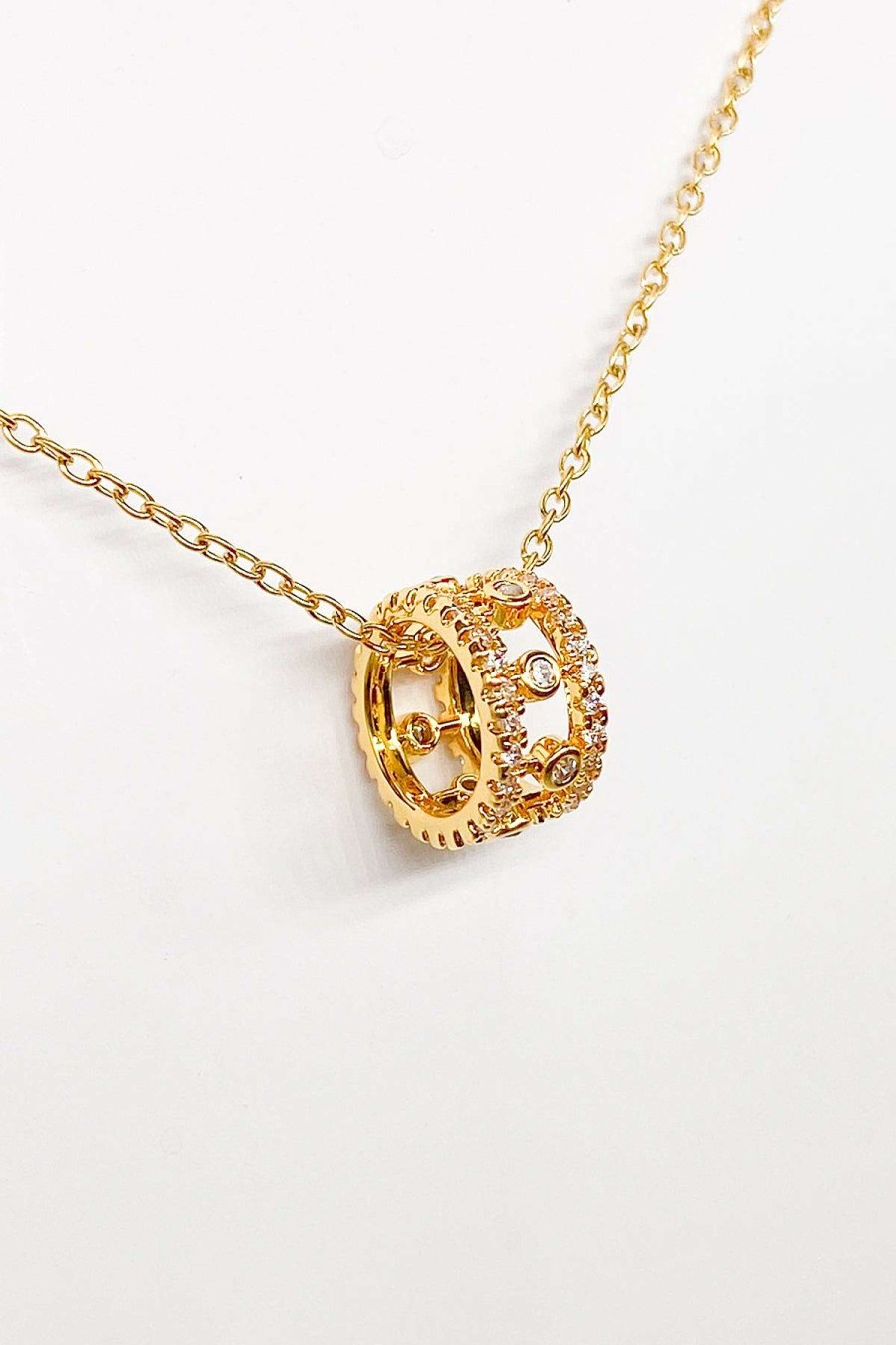 Smykker Og Tilbehor Skye Guld | Brynn Cubic Zirconia Barrel Pendant Halskaede