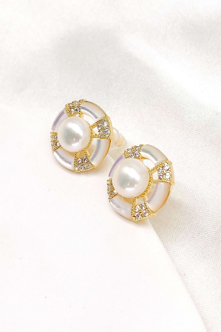 Smykker Og Tilbehor Skye Oreringe | Elijah Freshwater Pearl Halo Stud Oreringe