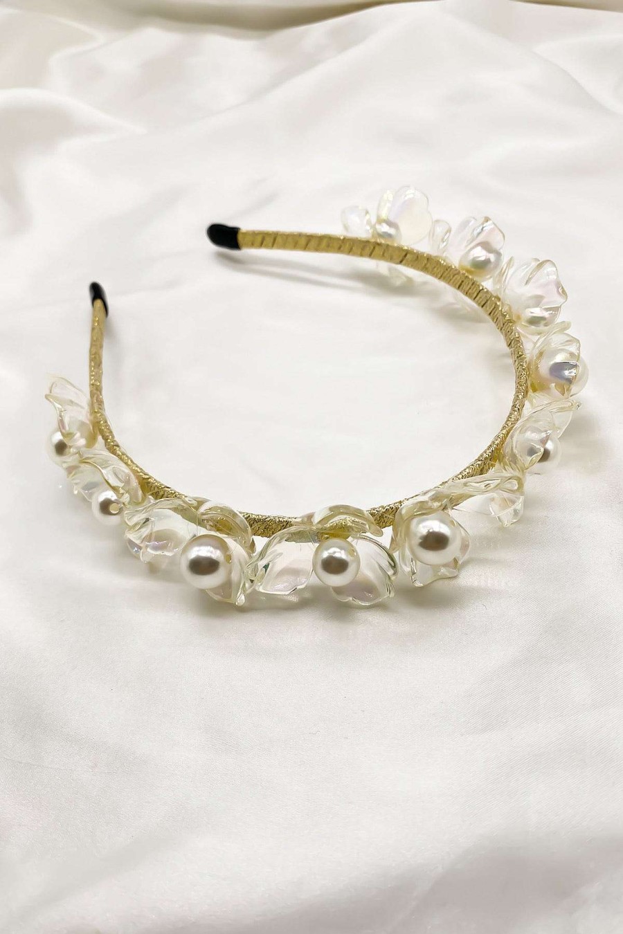 Smykker Og Tilbehor Skye Har Tilbehor | Delphine Pearl Flower Pandeband Guld