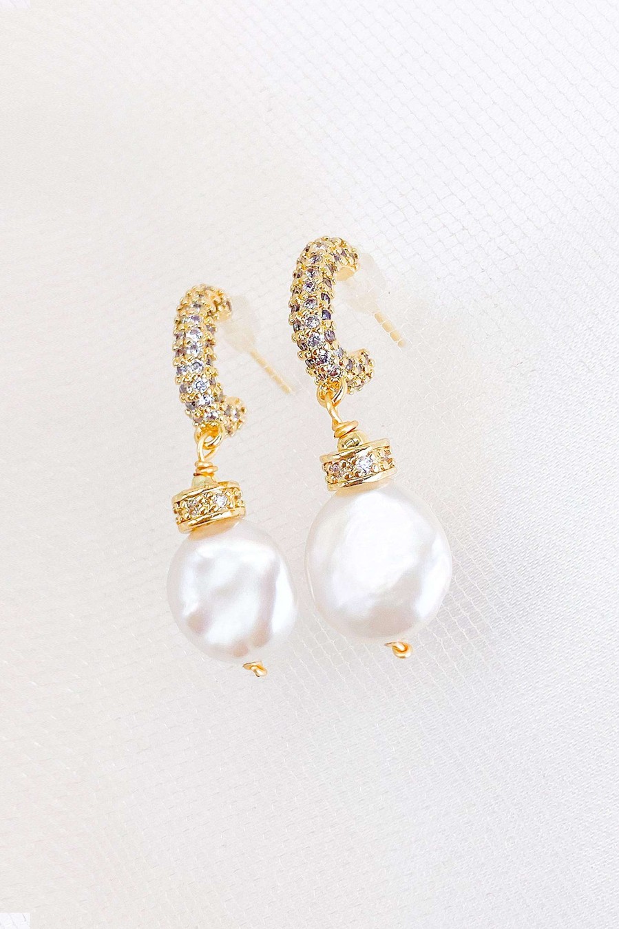 Smykker Og Tilbehor Skye Oreringe | Ivy Pave Rhinestone Pearl Drabe Oreringe