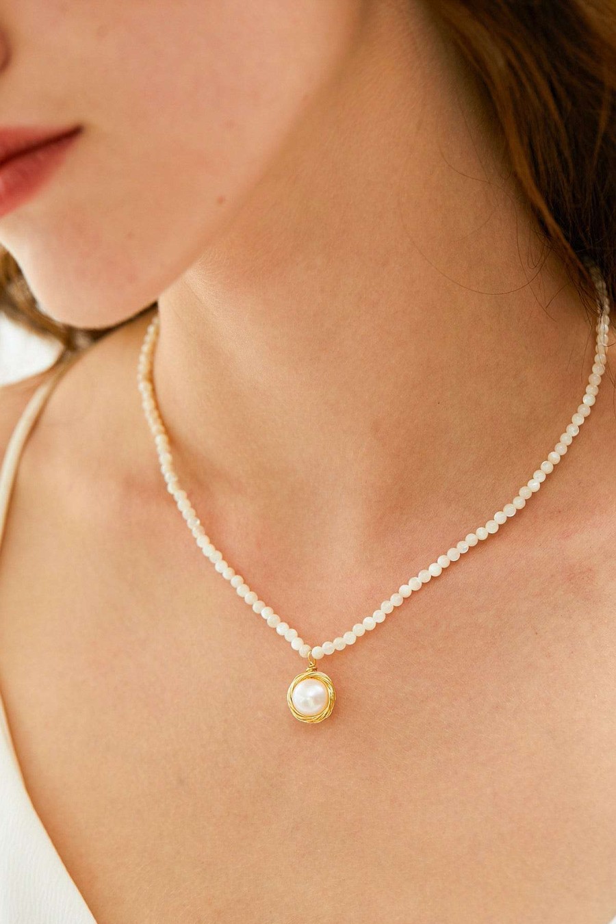 Smykker Og Tilbehor Skye Guld | Daniela Freshwater Pearl Pendant Halskaede