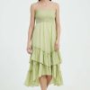 Toj Skye | Sophie Smocked Tiered High-Low Midi-Kjole Gron