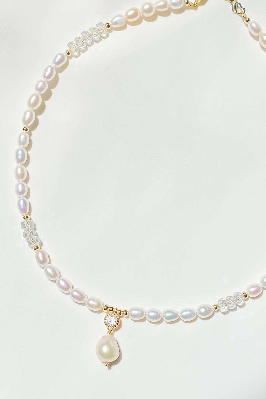 Smykker Og Tilbehor Skye Guld | Lena 18K Guld Crystal Pearl Choker Halskaede