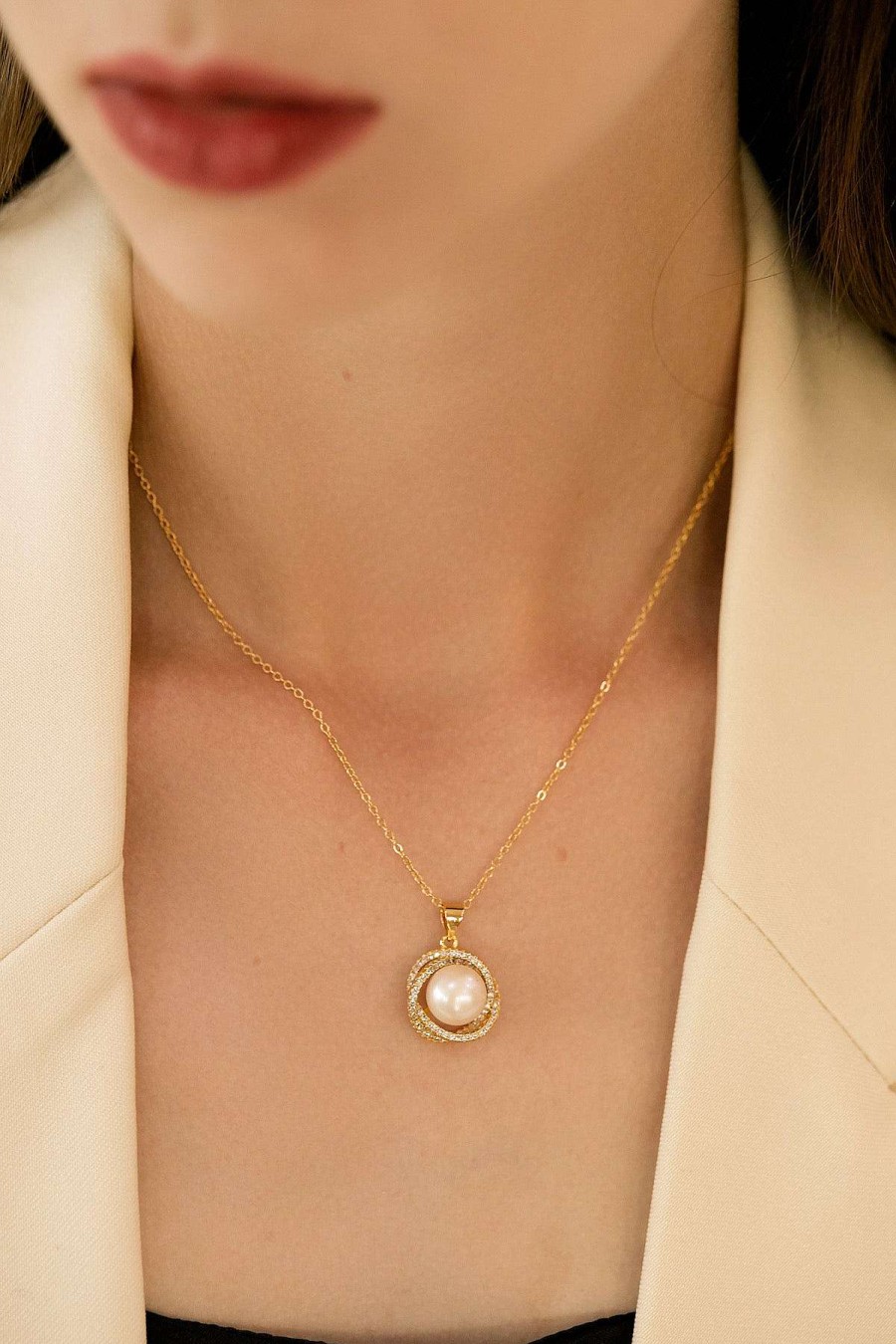 Smykker Og Tilbehor Skye Halskaeder | Odina Freshwater Pearl Pendant Halskaede Guld