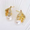 Smykker Og Tilbehor Skye Oreringe | Lison 18K Fyldt Rhinestone Leaf Perle Oreringe Guld